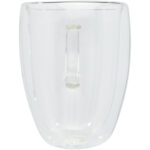 Manti 2-piece 350 ml double-wall glass cup with bamboo coaster - Image 4
