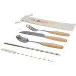 Root 5-piece stainless steel and beech wood cutlery set - Image 2