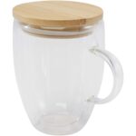 Leona 350 ml glass cup with bamboo lid - Image 4