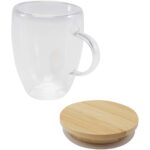 Leona 350 ml glass cup with bamboo lid - Image 5