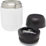 Supo 480 ml double-walled recycled stainless steel lunch pot with foldable spoon - Image 6