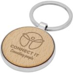 Moreno beech wood round keychain - Image 2