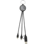 Tecta 6-in-1 recycled plastic/bamboo charging cable with keyring - Image 5