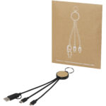 Tecta 6-in-1 recycled plastic/bamboo charging cable with keyring - Image 6