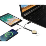 Tecta 6-in-1 recycled plastic/bamboo charging cable with keyring - Image 7