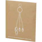 Tecta 6-in-1 recycled plastic/bamboo charging cable with keyring - Image 3