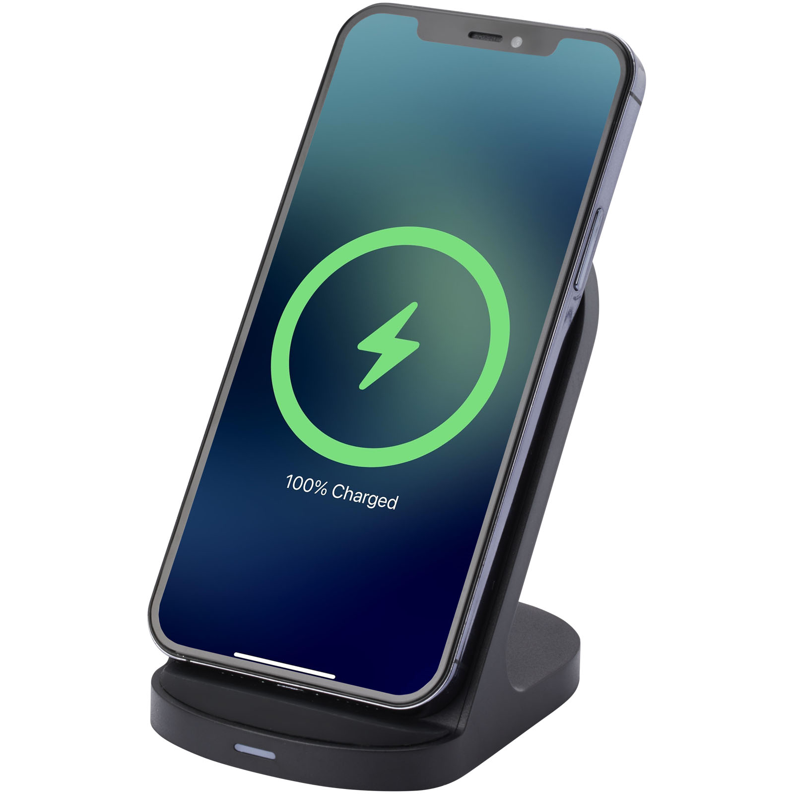 12434090 Loop 15W dual coil RCS recycled plastic wireless charging stand - Image 1