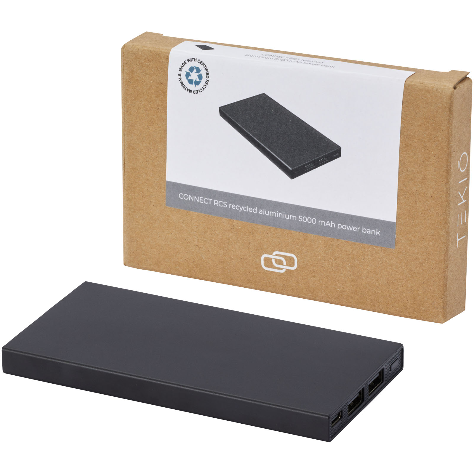 12434990 Connect 5000 mAh recycled aluminium power bank - Image 1