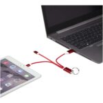 Metal 4-in-1 recycled aluminium charging cable with keychain - Image 4
