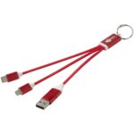 Metal 4-in-1 recycled aluminium charging cable with keychain - Image 2