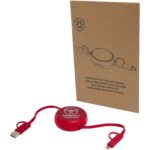 Alasia 5-in-1 100 cm recycled plastic and aluminium retractable data sync and 45W fast charge cable - Image 2