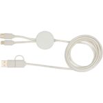 Chechia 5-in-1 recycled plastic 150 cm data sync and 27W fast charge cable with bamboo details - Image 5