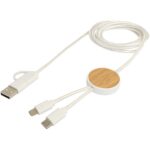 Chechia 5-in-1 recycled plastic 150 cm data sync and 27W fast charge cable with bamboo details - Image 6
