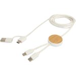 Chechia 5-in-1 recycled plastic 150 cm data sync and 27W fast charge cable with bamboo details - Image 7