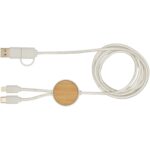 Chechia 5-in-1 recycled plastic 150 cm data sync and 27W fast charge cable with bamboo details - Image 4