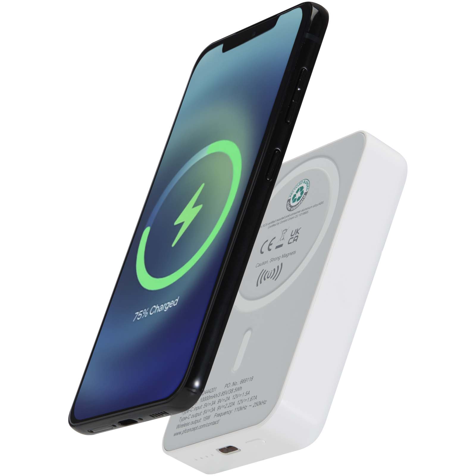 12444201 Acrab 10.000 mAh 15W magnetic wireless power bank with 20W PD - made from recycled plastic - Image 1