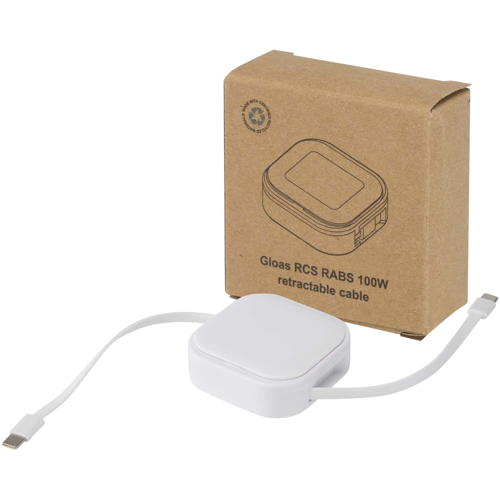 12444801 Gloas 5-in-1 recycled retractable data sync and 100W fast charge cable with smartphone tool kit - Image 1
