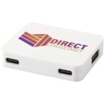 Gaia 4-port USB hub with USB-A and Type-C output and dual input - made from recycled plastic - Image 2