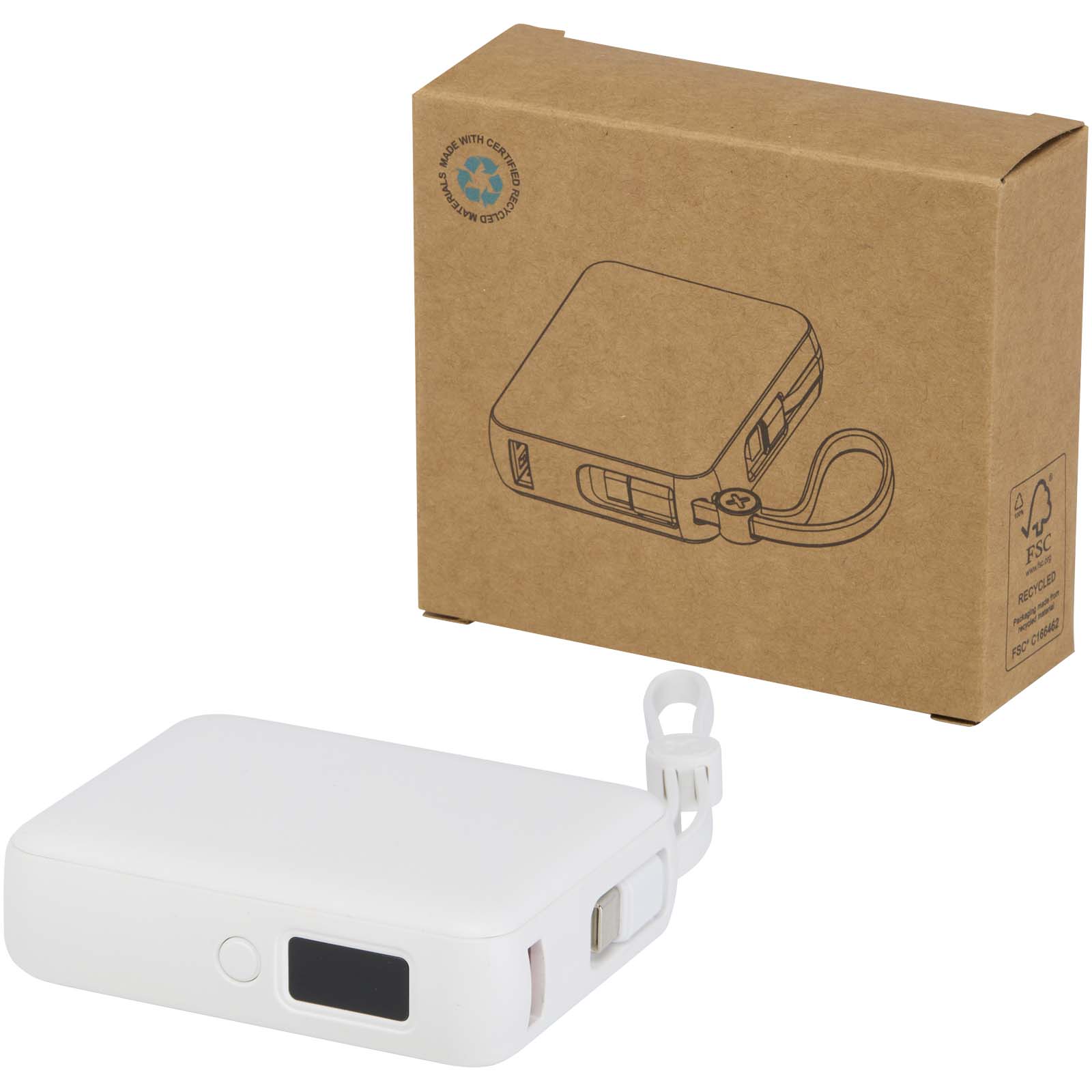 12445001 Acrux 10.000 mAh 35W tablet power bank with built in Type-C cable - made from recycled plastic - Image 1