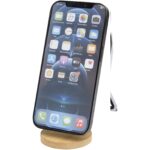 Alcor recycled plastic foldeable magnetic phone stand with bamboo details