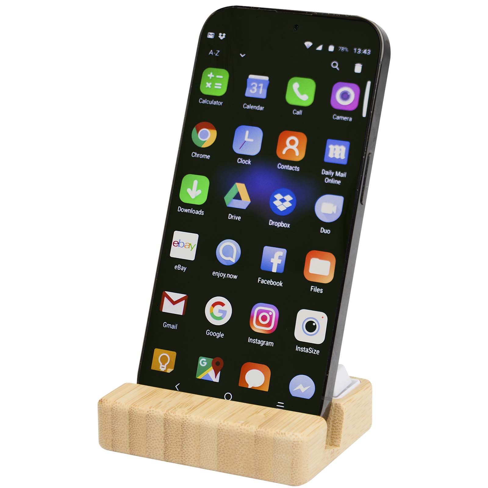 12446671 Algol recycled plastic phone stand and fidget toy with bamboo details - Image 1