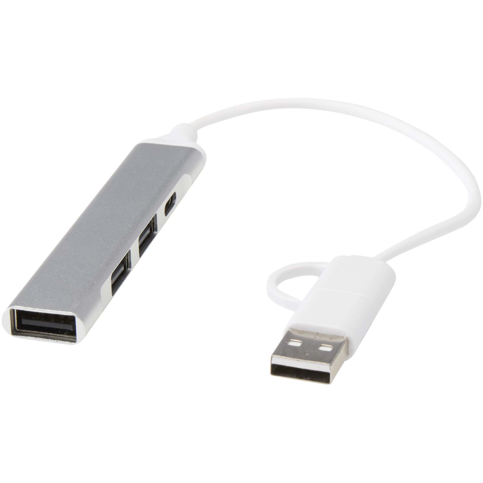 12446981 Alkaid 4-port recycled aluminium USB-A and Type-C hub with dual input - Image 1