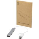 Alkaid 4-port recycled aluminium USB-A and Type-C hub with dual input - Image 6