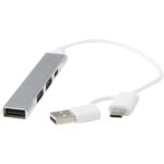 Alkaid 4-port recycled aluminium USB-A and Type-C hub with dual input - Image 7