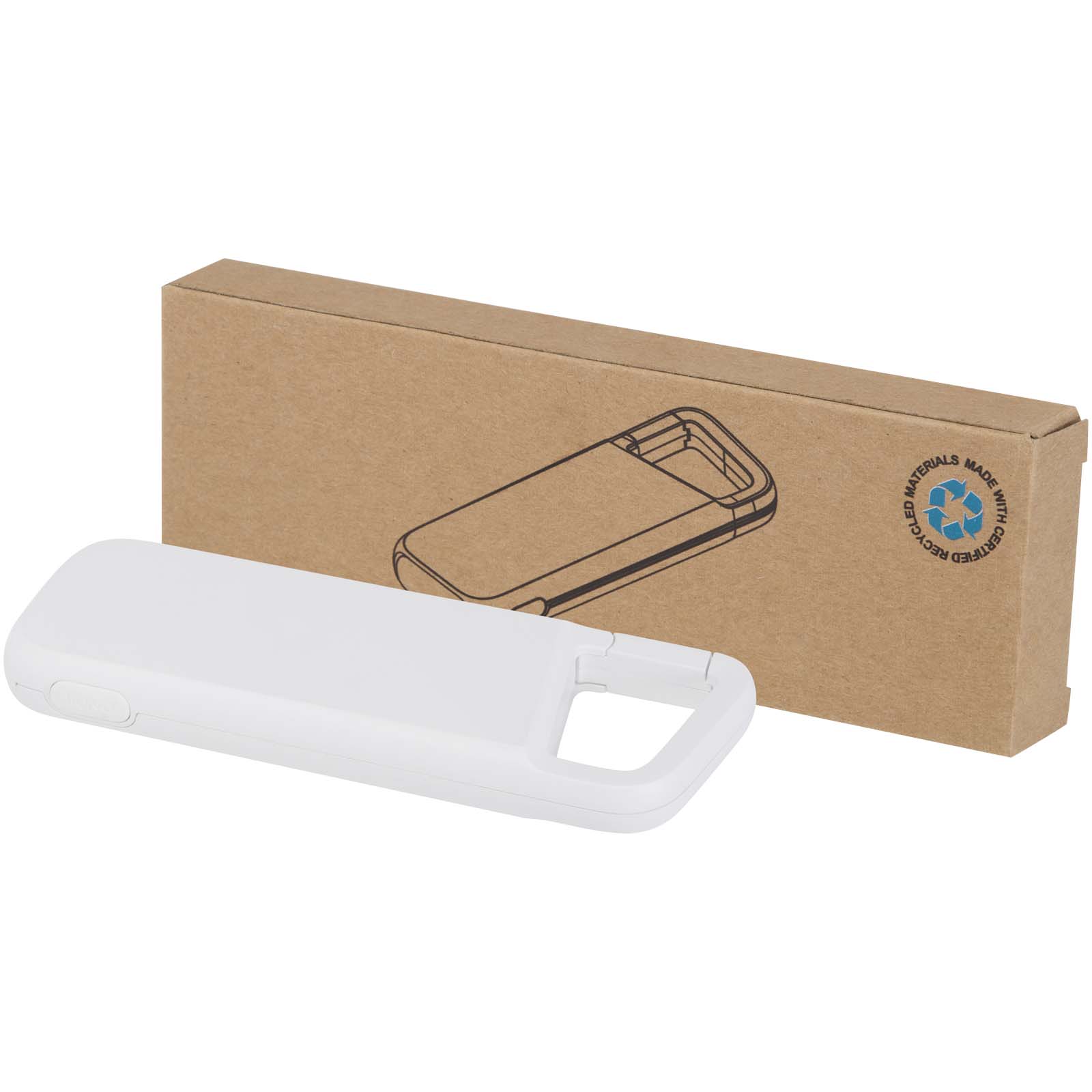 12447001 Alkes 5000 mAh 12W recycled plastic water resistant power bank with carabiner - Image 1