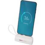 Alnair 5000 mAh 10W recycled plastic Type-C power bank with built-in flip stand and 2-in-1 cable - Image 2