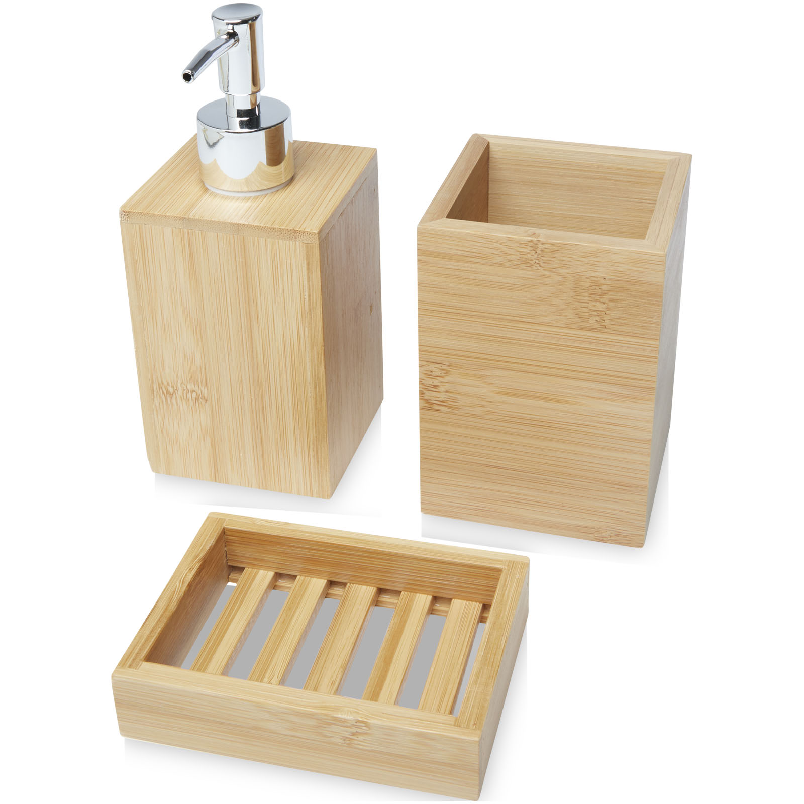 12619506 Hedon 3-piece bamboo bathroom set - Image 1