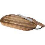 Prestige acacia wood chopping board with bread knife - Image 4