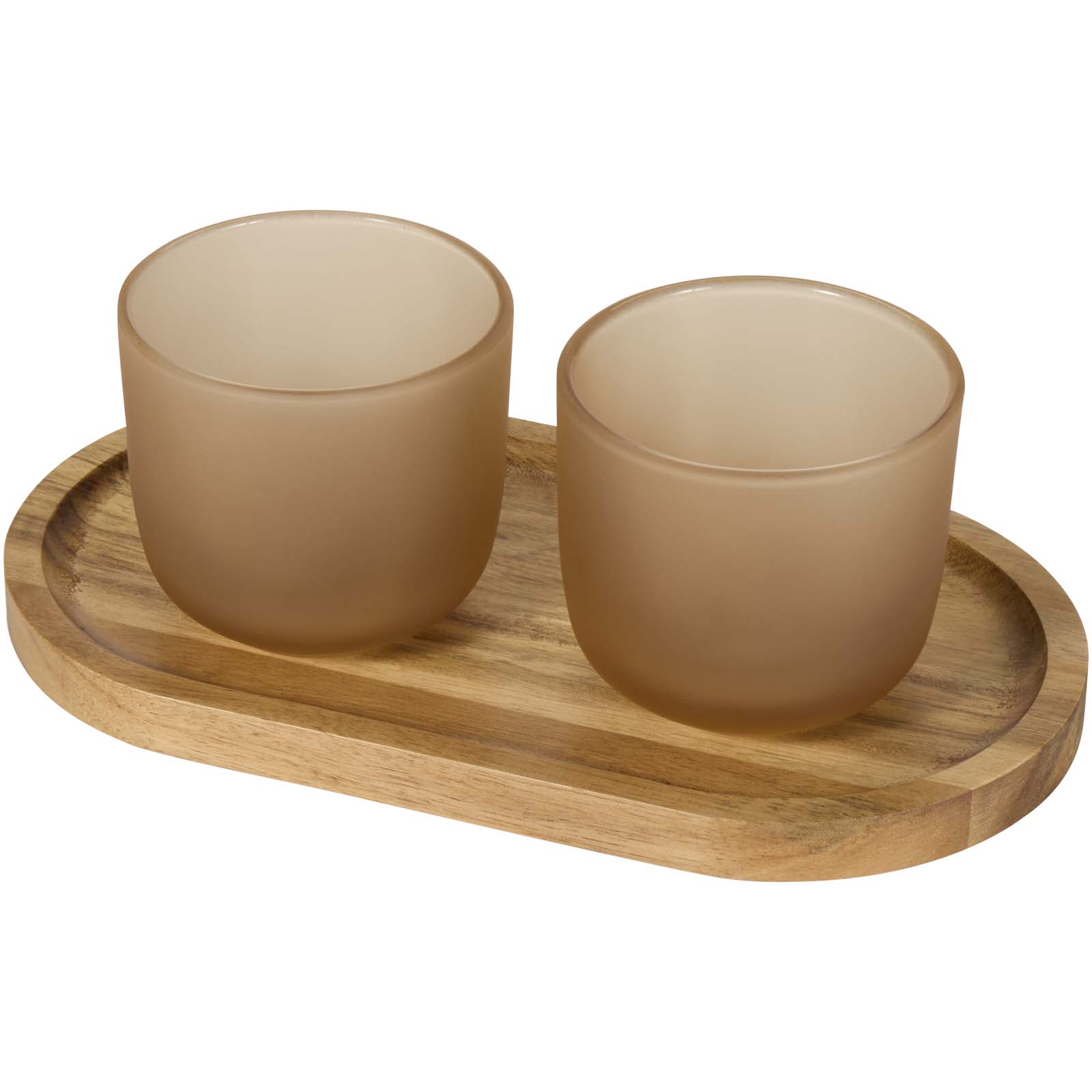 12640207 Male wooden serving tray and glass cups with matt finish set - Image 1