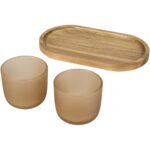 Male wooden serving tray and glass cups with matt finish set - Image 5