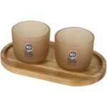 Male wooden serving tray and glass cups with matt finish set - Image 2