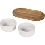 Noa wooden tray and ceramic serving bowls set - Image 4