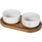Noa wooden tray and ceramic serving bowls set - Image 2