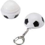 Rami football-shaped vanilla lip balm with SPF 15 and keychain