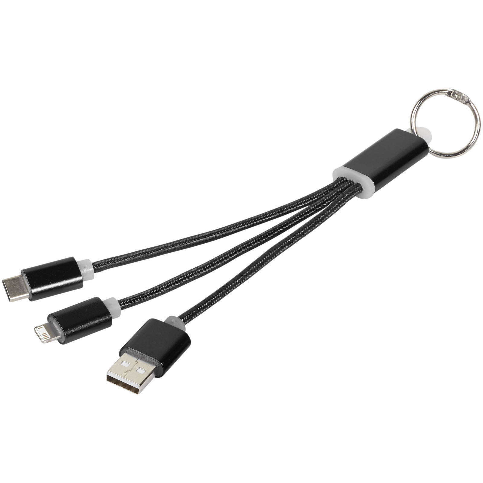 13496100 Metal 3-in-1 charging cable with keychain - Image 1