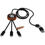 SCX.design C37 40W 5-in-1 rPET light-up logo charging cable with round wooden casing - Image 7