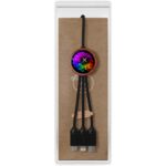 SCX.design C37 40W 5-in-1 rPET light-up logo charging cable with round wooden casing - Image 3