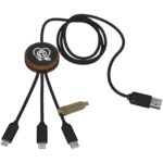 SCX.design C36 3-in-1 rPET light-up logo extended charging cable with round bamboo casing - Image 5