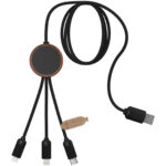 SCX.design C36 3-in-1 rPET light-up logo extended charging cable with round bamboo casing - Image 6
