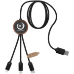 SCX.design C36 3-in-1 rPET light-up logo extended charging cable with round bamboo casing - Image 2