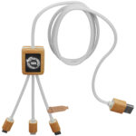 SCX.design C39 3-in-1 rPET light-up logo charging cable with squared bamboo casing - Image 2