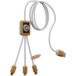 SCX.design C39 3-in-1 rPET light-up logo charging cable with squared bamboo casing - Image 3